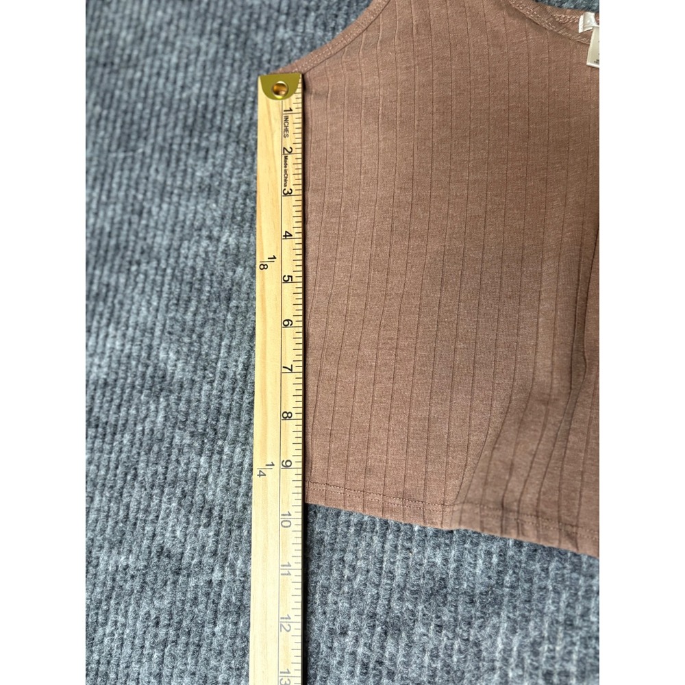 Bozzolo Ribbed V-Neck Camisole cropped Tank Top Large RT62212 - Picture 4 of 5